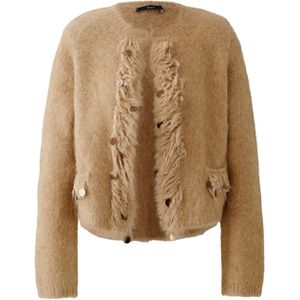 OUI Dames vest beige (Maat: 40) - Effen - Halslijn: Ronde hals,