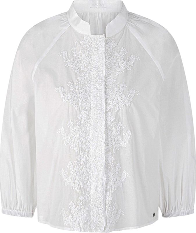 Marc Cain - Blouse - Wit - Opstaande Kraag