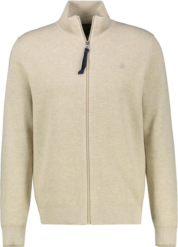 LERROS - Gebreid Vest - Beige Gemêleerd - Normale Pasvorm - Lange Mouw