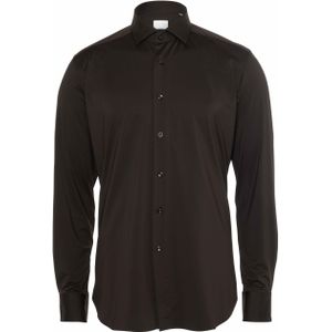 Xacus Heren overhemd lange mouw bruin (Maat: 40) - Effen