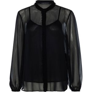 LUISA CERANO Blouse zwart (Maat: 36) - Effen - Halslijn: Ronde hals,