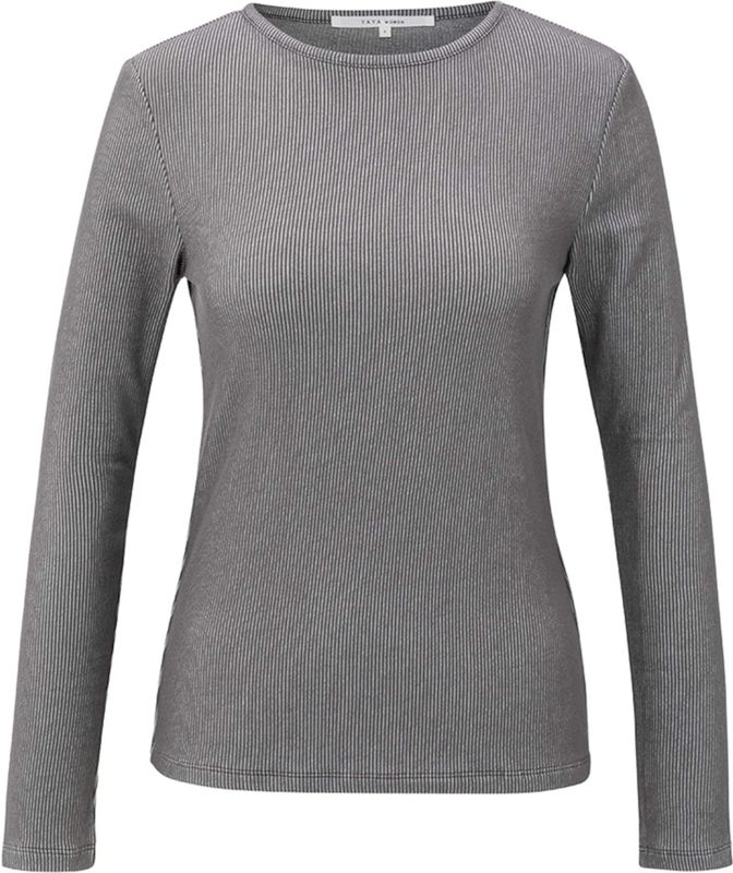 YAYA Top lange mouw 01-709215-510 Midden grijs