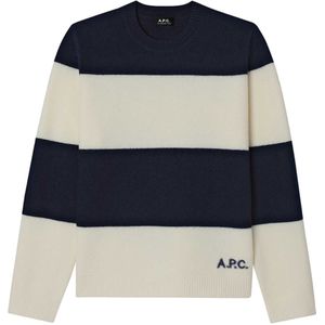 A.P.C. Heren trui blauw (Maat: M) - LogoStreep - Halslijn: Ronde hals,