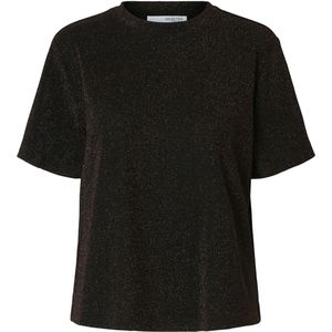 Selected Femme - Slfanja Boxy TEE - T-shirt - Zwart - Polyester