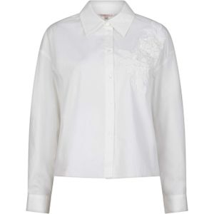 Esqualo - Blouse - Ecru - Effen - Halslijn Polokraag