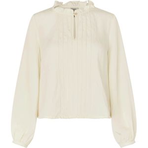 Baum und Pferdgarten Dames blouse ecru (Maat: 34) - Effen - Halslijn: Opstaande kraag,
