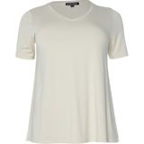 Base Level Curvy T-shirt beige (Maat: 46) - Effen - Halslijn: V-hals,