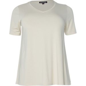 Base Level Curvy T-shirt beige (Maat: 46) - Effen - Halslijn: V-hals,