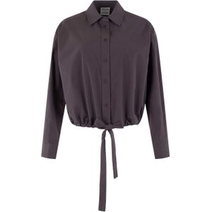 Moscow Dames blouse bruin (Maat: M) - Effen - Halslijn: Polokraag,