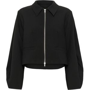 Karen By Simonsen Dames jas zwart (Maat: 38) - Effen - Halslijn: Polokraag,