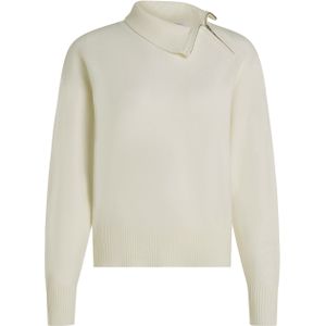 Penn & Ink N.Y. Dames trui ecru (Maat: XS) - Effen - Halslijn: Opstaande kraag met rits,