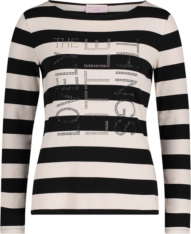 Betty Barclay - So Cosy Dames longsleeve zwart (Maat: 38) - TekstStreepGlitter - Halslijn: Ronde hals,