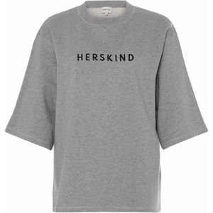 HERSKIND T-shirt grijs (Maat: S) - Tekst - Halslijn: Ronde hals,