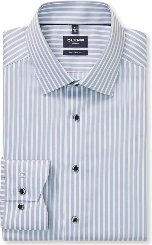 Olymp Modern fit Luxor Heren overhemd lange mouw grijs (Maat: 40) - Streep