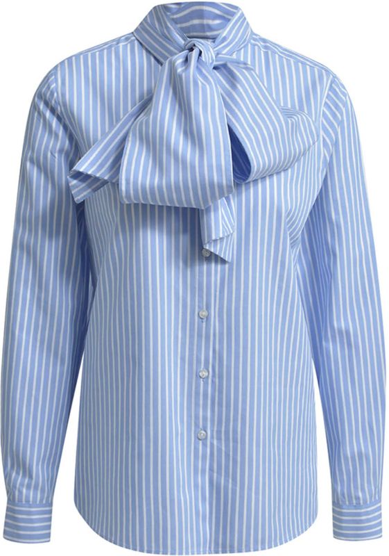 Milano Italy - Blouse - Blauw - Streep - Opstaande Kraag