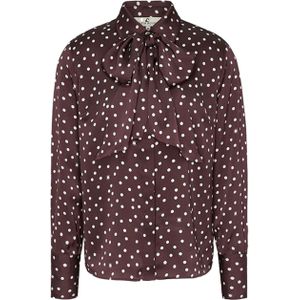Fifth House Dames blouse bordeaux (Maat: 34) - Stip - Halslijn: Polokraag,