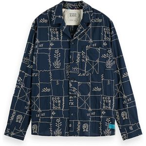 Scotch & Soda Heren overhemd lange mouw blauw (Maat: S)