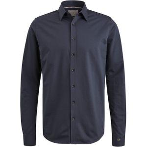 Cast Iron Overhemd lange mouw blauw (Maat: S) - Effen