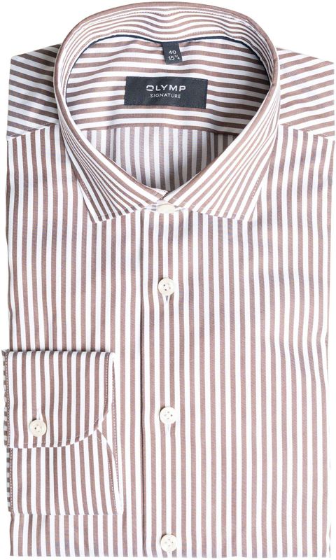 OLYMP SIGNATURE - Bruin - Overhemd - Tailored Fit - SIGNATURE Kent