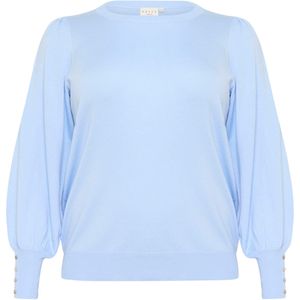 KAFFE - KCLizzy - Trui - Lichtblauw - Pofmouwen - Ronde Hals