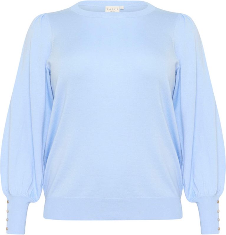 KAFFE - KCLizzy - Trui - Lichtblauw - Pofmouwen - Ronde Hals