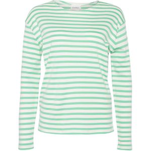 Closed Longsleeve groen (Maat: S) - Streep - Halslijn: Ronde hals,