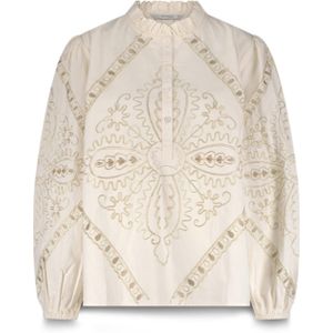 Summum Woman Dames blouse ecru (Maat: 38) - Kant - Halslijn: Ronde hals,