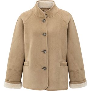 YAYA - Coat 02-001066-510 - Oversized Lammy Coat - Cognac