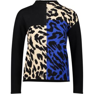 Betty Barclay - Sweater 252-52811439 - Dames Trui - Zwart Beige Blauw - Animalprint