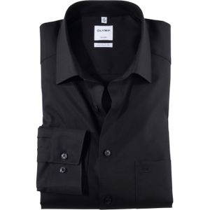Olymp Comfort Fit Luxor Overhemd lange mouw zwart (Maat: 50) - Effen