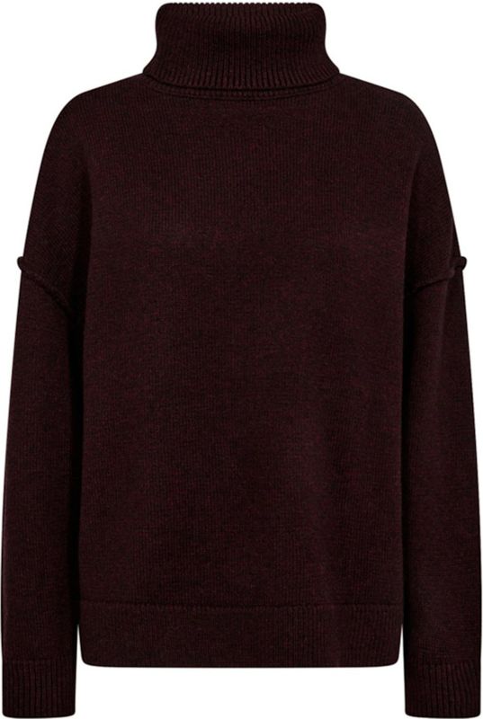 Co'Couture Dames trui bordeaux (Maat: XS) - Effen - Halslijn: Col,