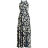 Swing - Jurk - Blauw - Maxikleid - Floral Bedrukt Sat