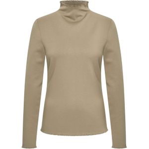 Aimée the Label Dames longsleeve groen (Maat: XS) - Effen - Halslijn: Opstaande kraag,