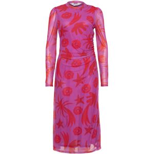 Pom Amsterdam Dames jurk roze (Maat: 36) - Halslijn: Opstaande kraag,