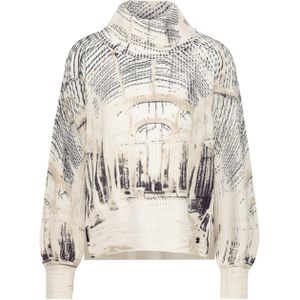 Monari Dames trui beige (Maat: 36) - Halslijn: Opstaande kraag,