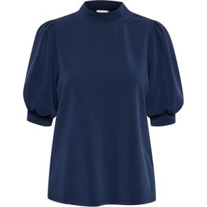 My Essential Wardrobe T-shirt blauw (Maat: 2XL) - Effen - Halslijn: Opstaande kraag,