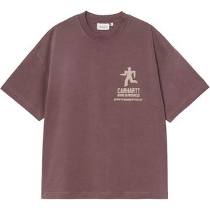 Carhartt WIP Heren t-shirt bruin (Maat: S) - Tekst - Halslijn: Ronde hals,
