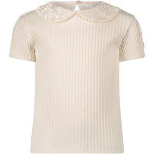 Le Chic T-Shirt beige (Maat: 152) - Effen - Halslijn: Kraag,