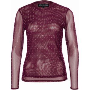 STUDIO AR - INES Glitter Mesh - Top - Bordeaux