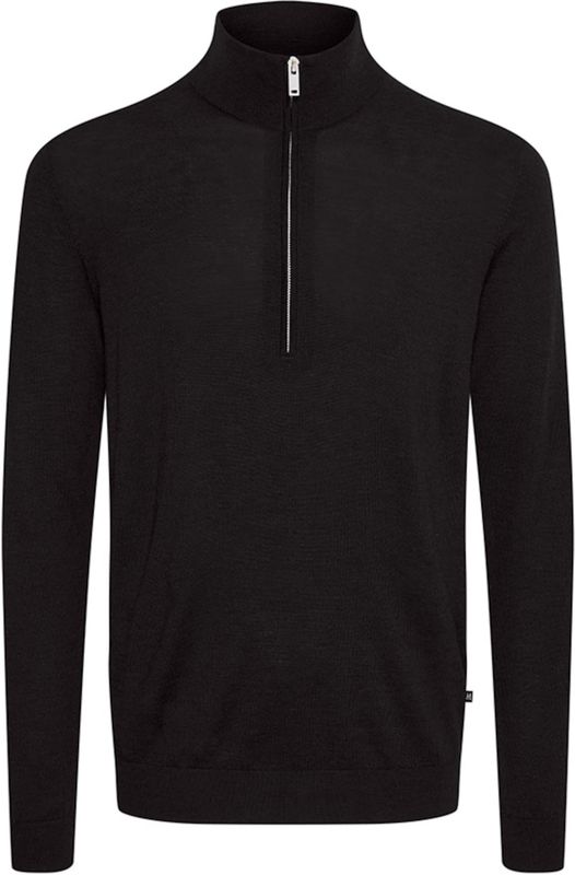 Matinique - Trui met Rits - Zwart - Effen - Halslijn: Opstaande Kraag met Rits