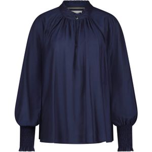 Nukus Blouse blauw (Maat: XS) - Effen - Halslijn: Opstaande kraag,