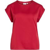 Vila - Viellette Satin Top - T-shirt - Jester Red - Dames