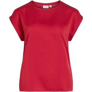 Vila - Viellette Satin Top - T-shirt - Jester Red - Dames