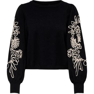 Only - Onlmagnolia Ls Detail - Trui - Zwart/Ecru - Dames