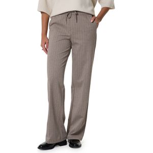 Red Button - Colette - Wide Leg Punta Broek - Warm Taupe - Krijtstreep