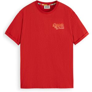 Scotch & Soda T-shirt rood (Maat: XL) - Tekst - Halslijn: Ronde hals,