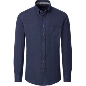 Casa Moda - Flanellen Overhemd - Blauw - Lange Mouw - 100% Katoen