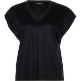 Opus - T-shirt - Lichtbeige - V-hals - Korte Aangesneden Mouwen