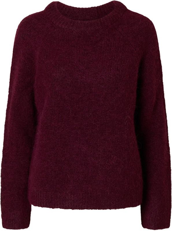 Selected Femme - Slfgabella LS Knit Bow O-Neck - Mohair Trui - Rood - Dames
