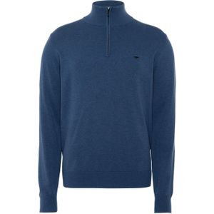 Fynch-Hatton Trui blauw (Maat: 2XL) - Effen - Halslijn: Opstaande kraag,